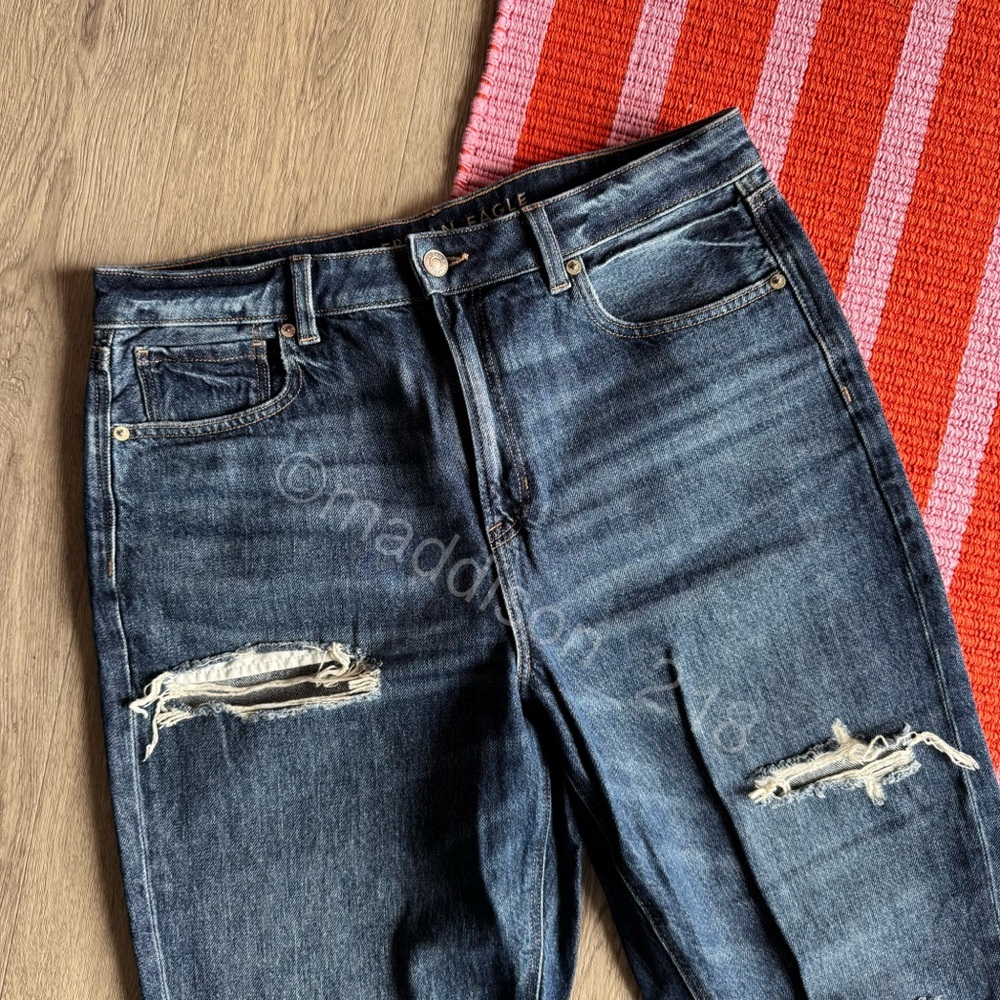 American Eagle Mom Jeans Size 12 Regular 100% Cotton - Picture 2 of 8